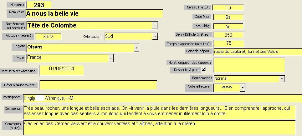 Voie A nous la belle vie, Tête de Colombe, Cerces