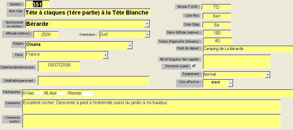 Voie Tête à claques (1ère partie), La Bérarde