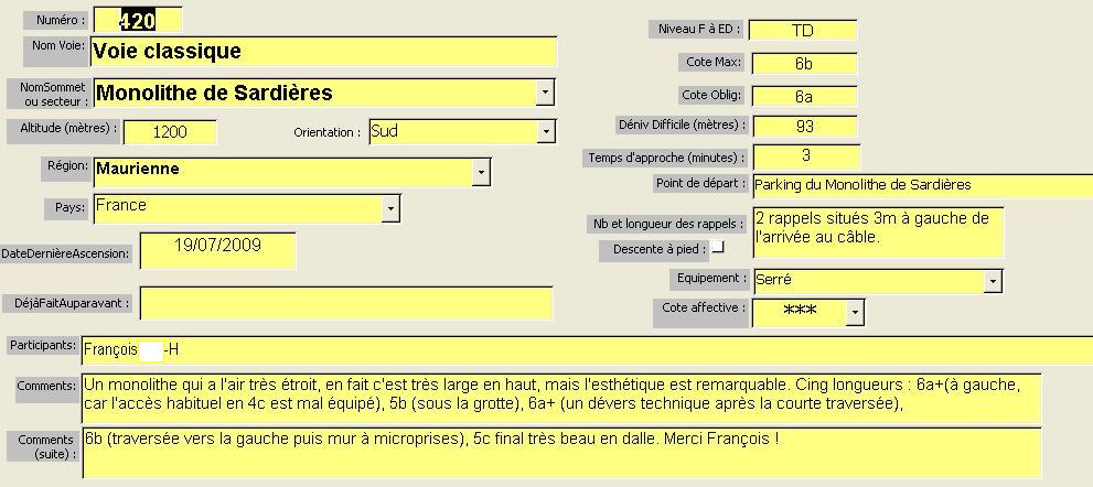 Voie classique du monolithe de Sardières, Maurienne