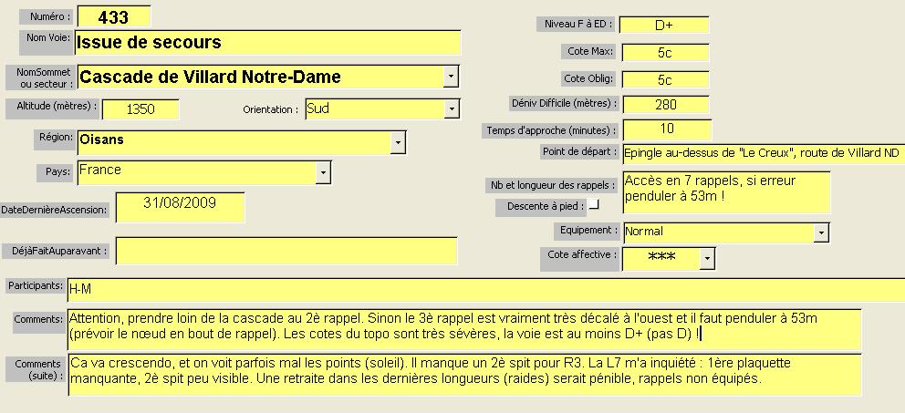 Voie Issue de secours, Cascade de Villard Notre-Dame