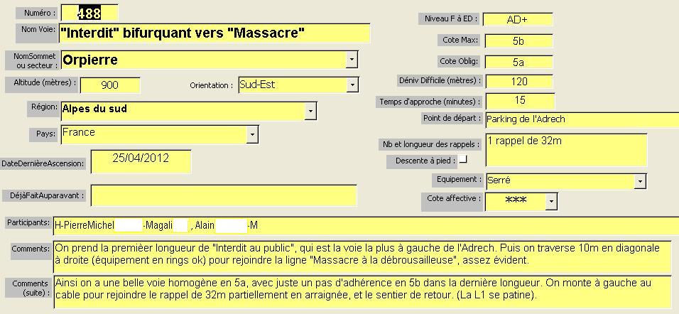 Voie `Massacre` départ `Interdit`, Orpierre (Hautes-Alpes)