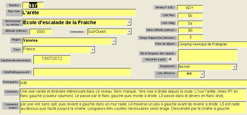 Ecole d`escalade de la Fraîche, voie `L`Arête`, Vanoise