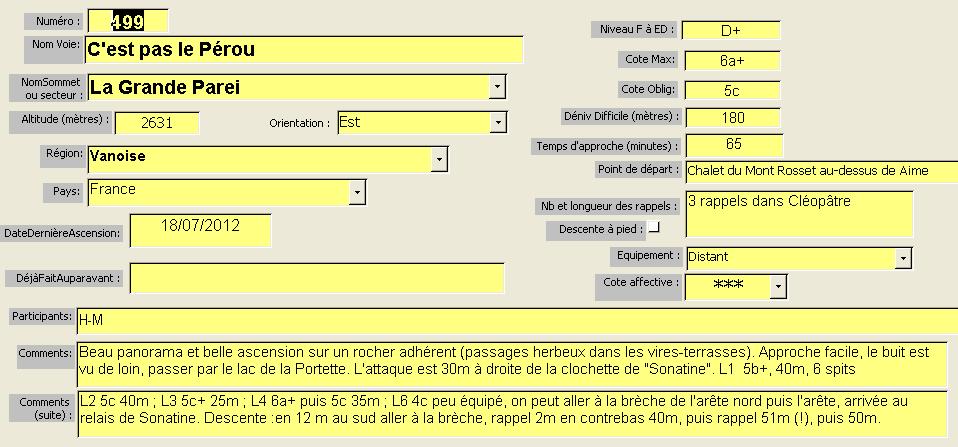 La Grande Parei, voie `C`est pas le Pérou`, Vanoise