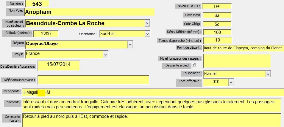 Combe la roche, voie Anopham, Queyras