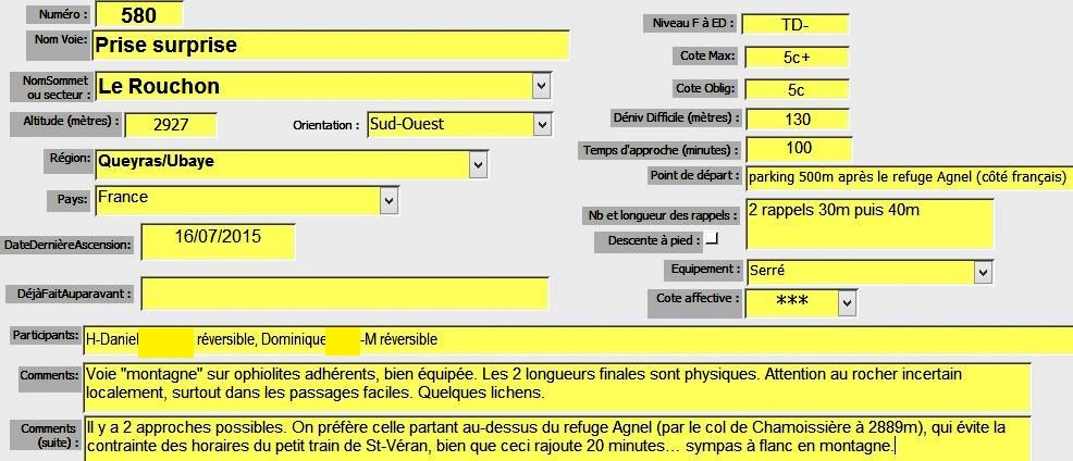 Le Rouchon, voie `Prises surprise`, Queyras