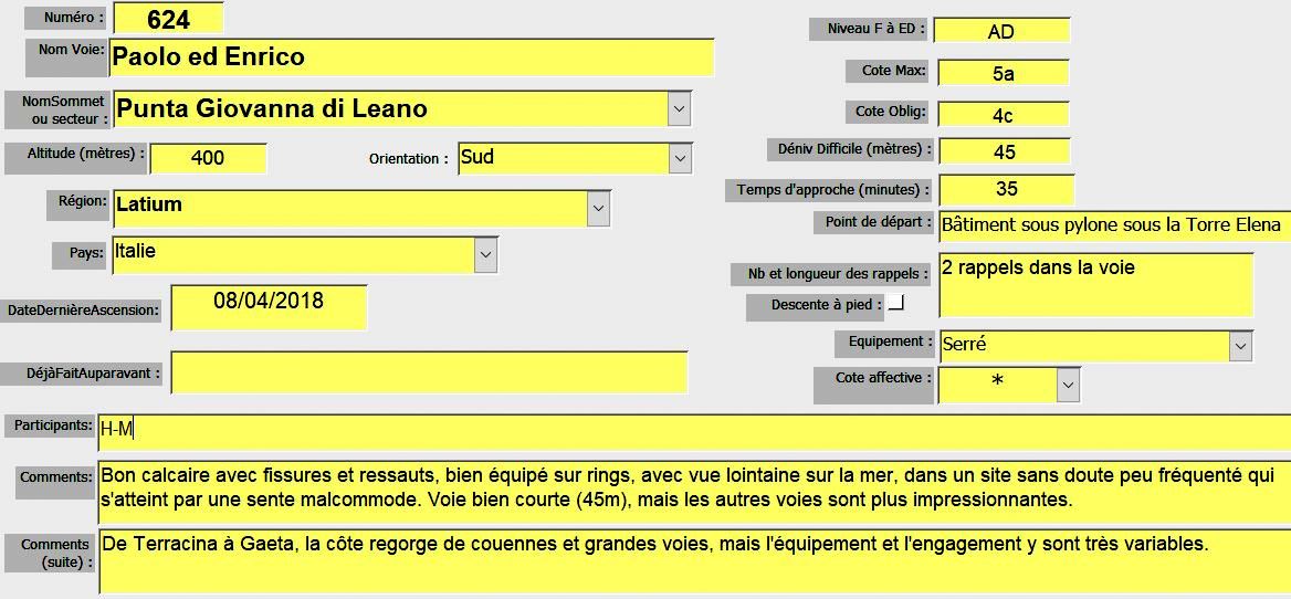 Montagne de Leano, voie Paolo ed Enrica, Latium (Italie)