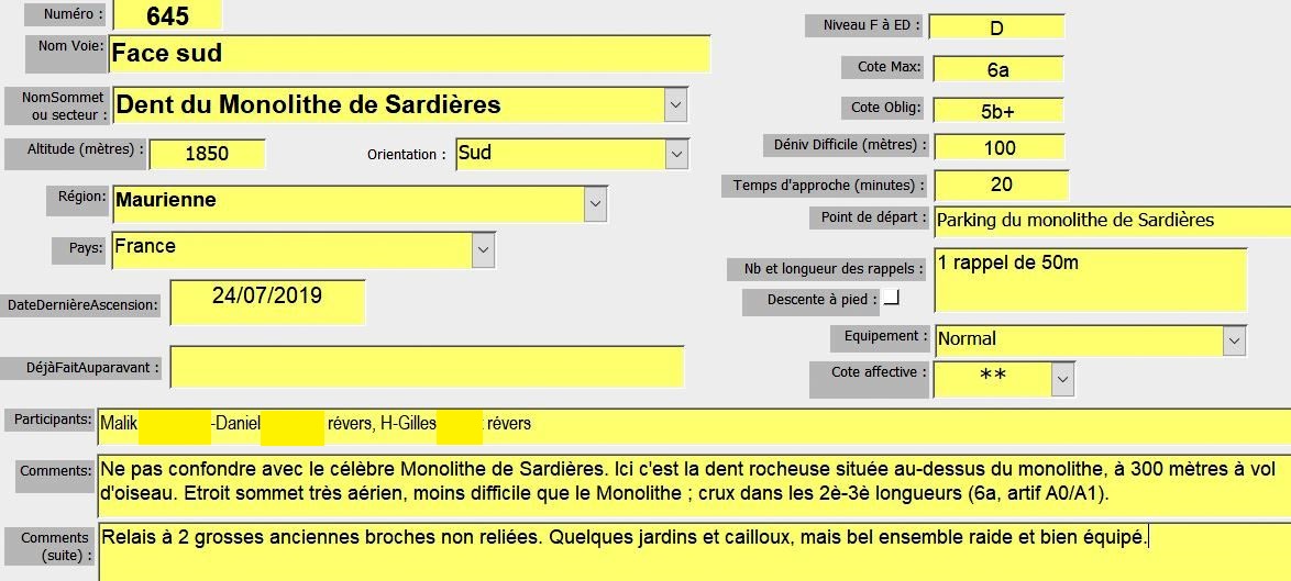 Dent du monolithe de Sardieres, face sud, Maurienne