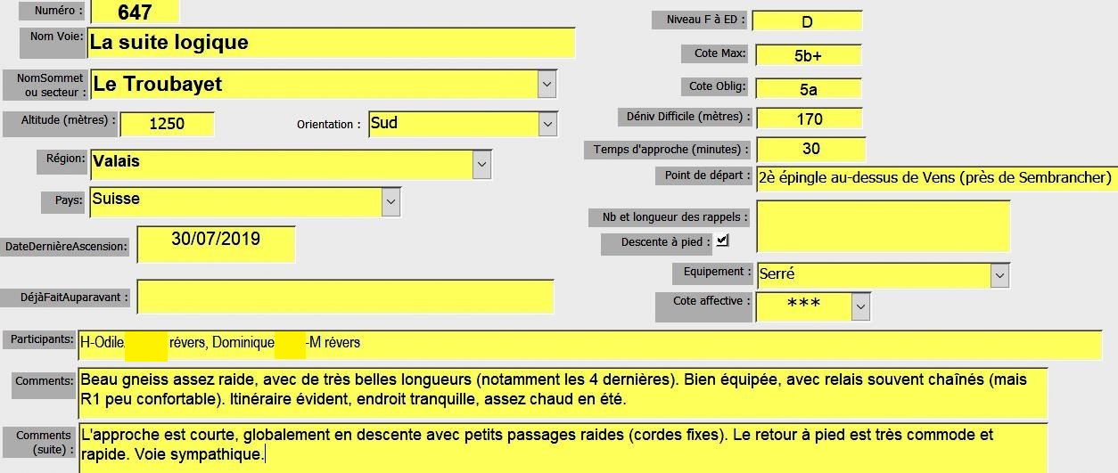 Le Troubayet, voie `La suite logique`, Bas Valais près de Martigny