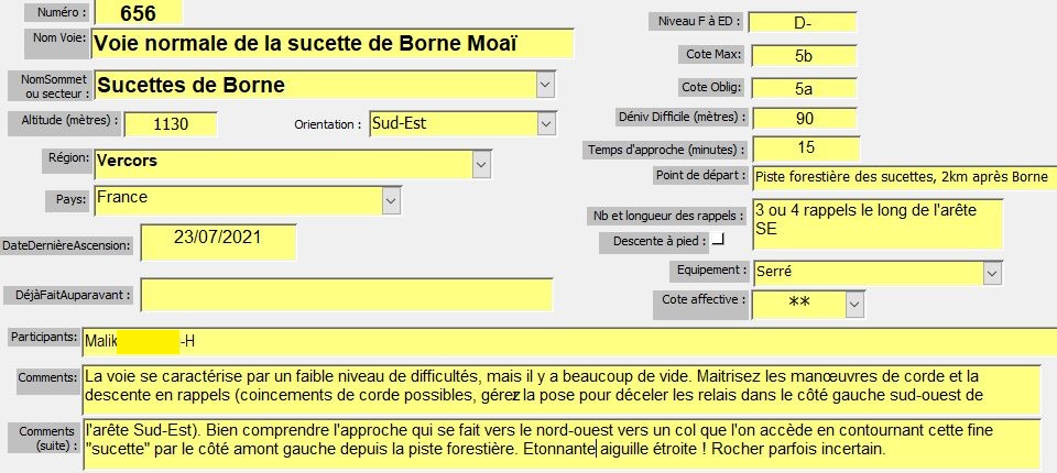 Sucette de Borne Moa, voie normale, Diois