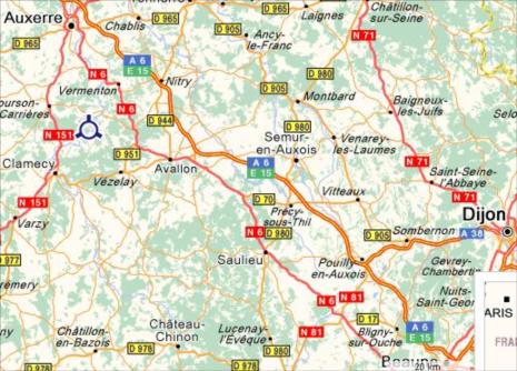 Carte de Bourgogne et Yonne