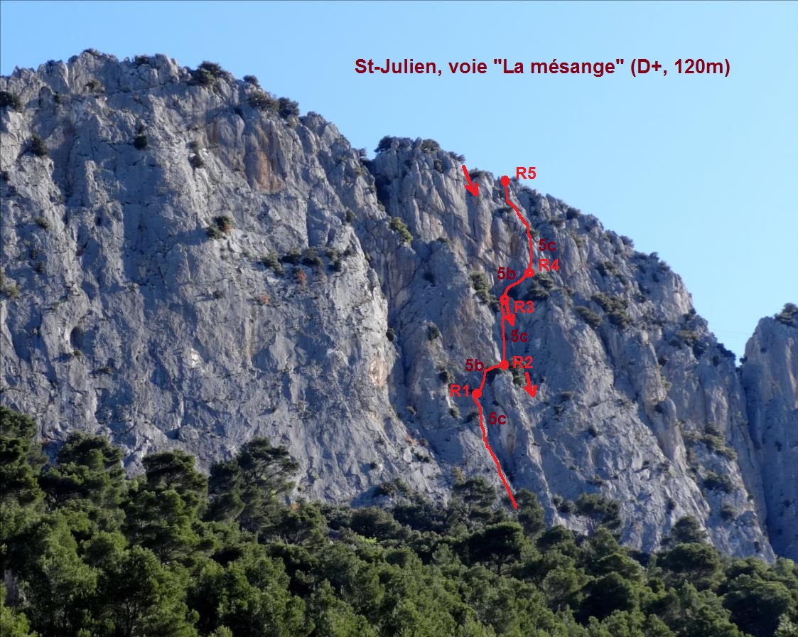 Buis-les-Baronnies, Rocher de St-Julien, voie `La mésange`