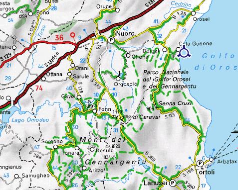 Carte autour de Cala Gonone