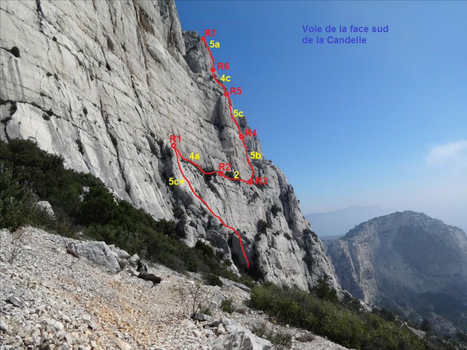 Voie de la face sud de la Candelle, Calanques, Marseille