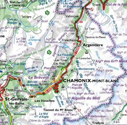 Carte du massif de Chamonix