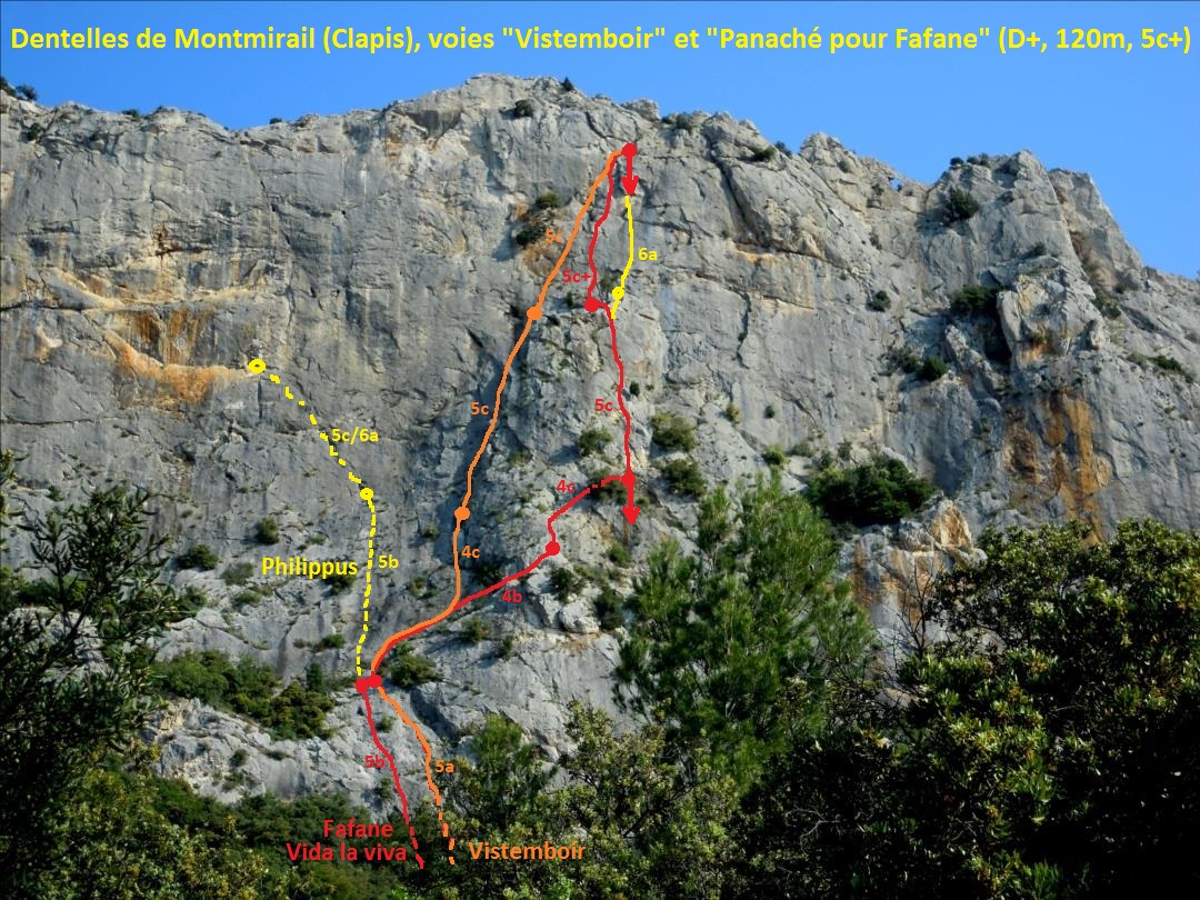 Dentelles de Montmirail, voies `Vistemboir` et `Panaché pour Fafane`