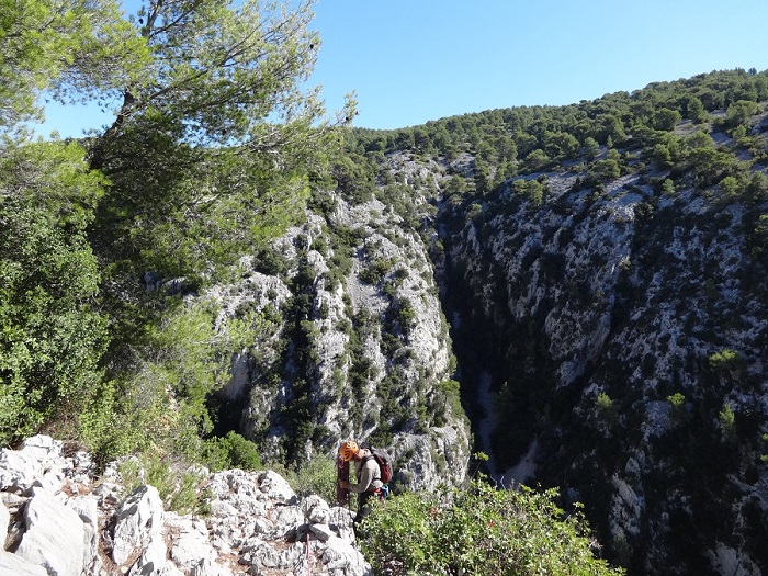 Gorges du Destel, voie `Donjons et dragons`, longueur L5 suite, Provence