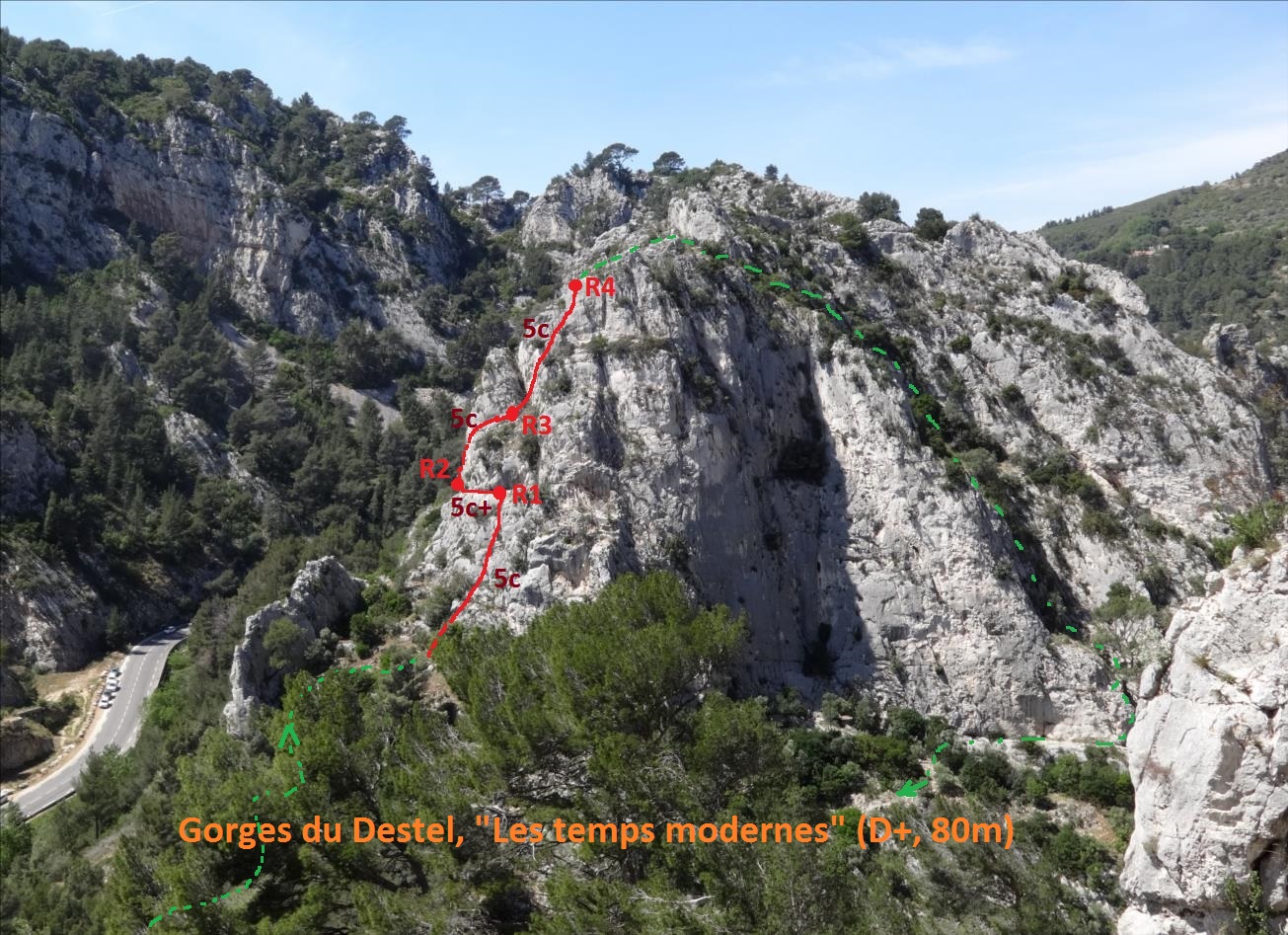 Voie Les termps modernes, Gorges du Destel, Provence