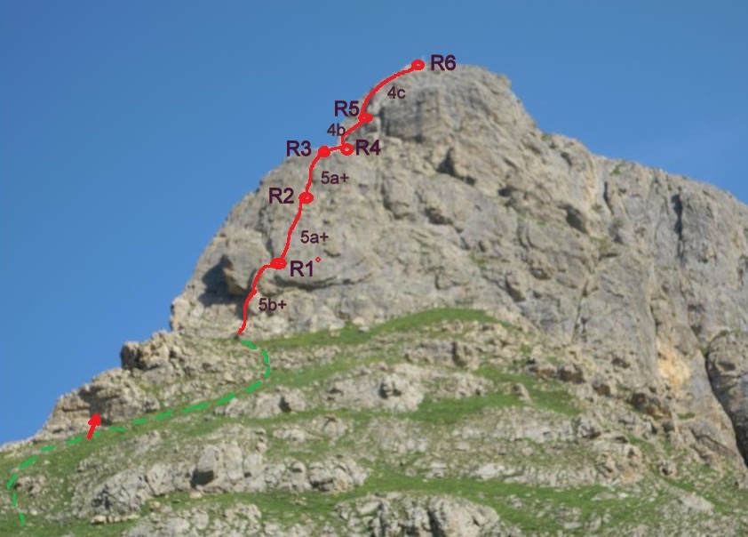 Voie de l`UNCM, Roche Robert, Cerces près de Briançon