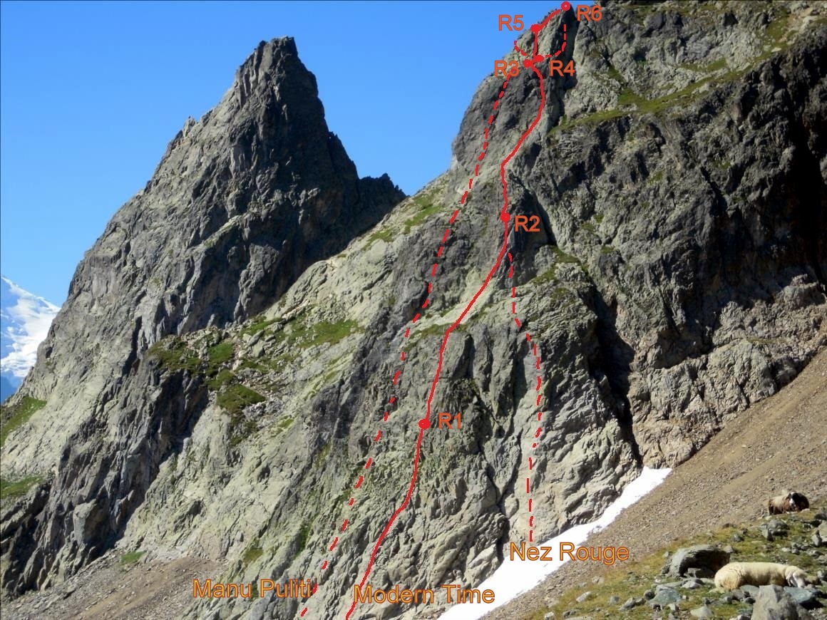 Aiguille de la Glière, voie `Modern Time`, Chamonix