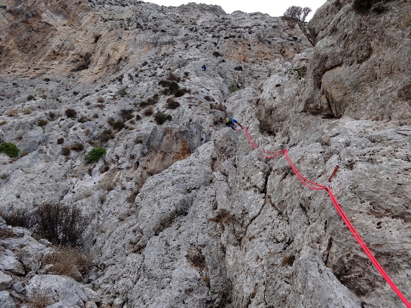 Ile de Kalymnos, voie `3 Stripes` du secteur Spartacus, Grèce