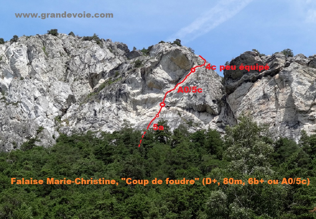 Falaise Marie-Christine, voie `Coup de foudre`, Maurienne