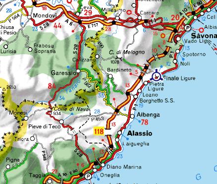 Carte autour de Finale Ligure