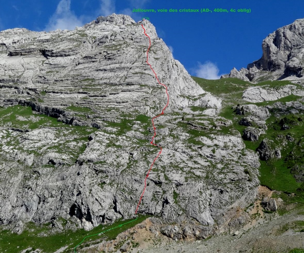 Jallouvre, voie `Les Cristaux`, Aravis