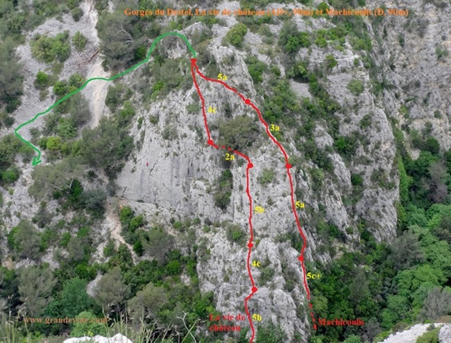 Gorges du Destel, voies La vie de chateau et Machicoulis, Provence