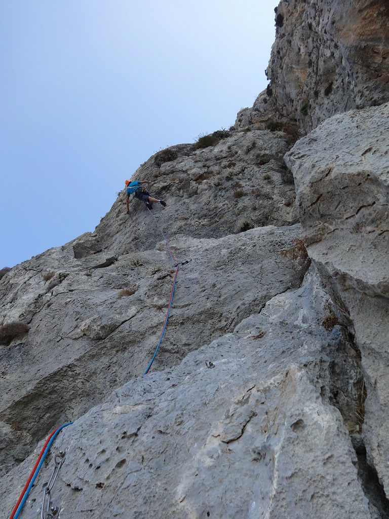 Kalymnos, Trois Ilots, voie `Les copains d`abord`