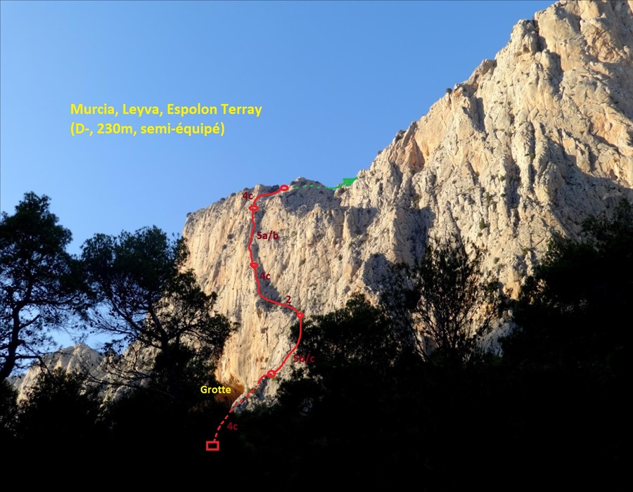Voie Espolon Terray à Leyva, Costa Blanca, Espagne