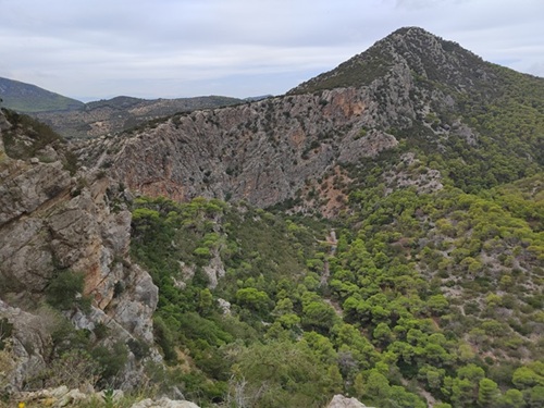 Voie Maia, vue depuis le sommet, Pleiades di Ermioni, Péloponnèse, Grèce