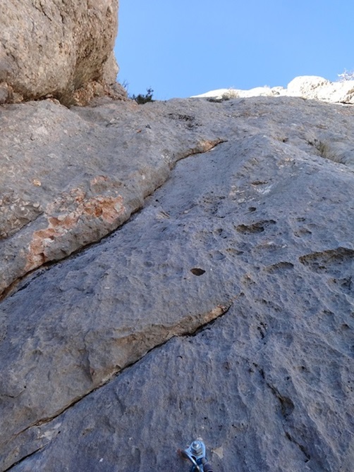 Voie Tambour magique à la Marbrière, longueur L5, montagne Sainte-Victoire
