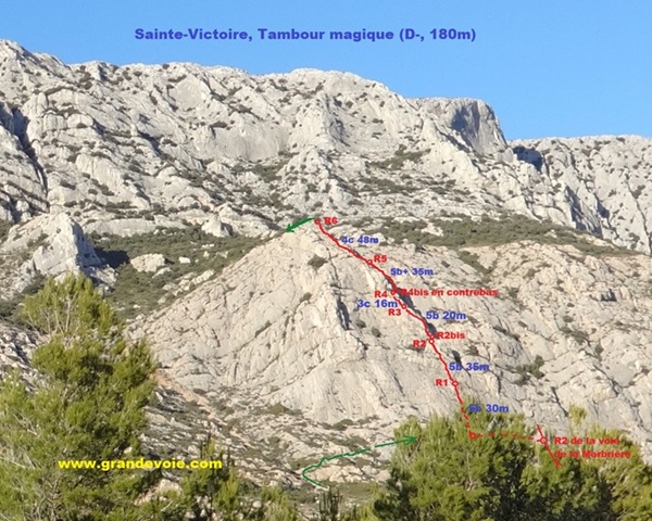 Voie Tambour magique à la Marbrière, montagne Sainte-Victoire