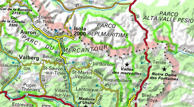 Grandes voies d`escalade dans le Mercantour