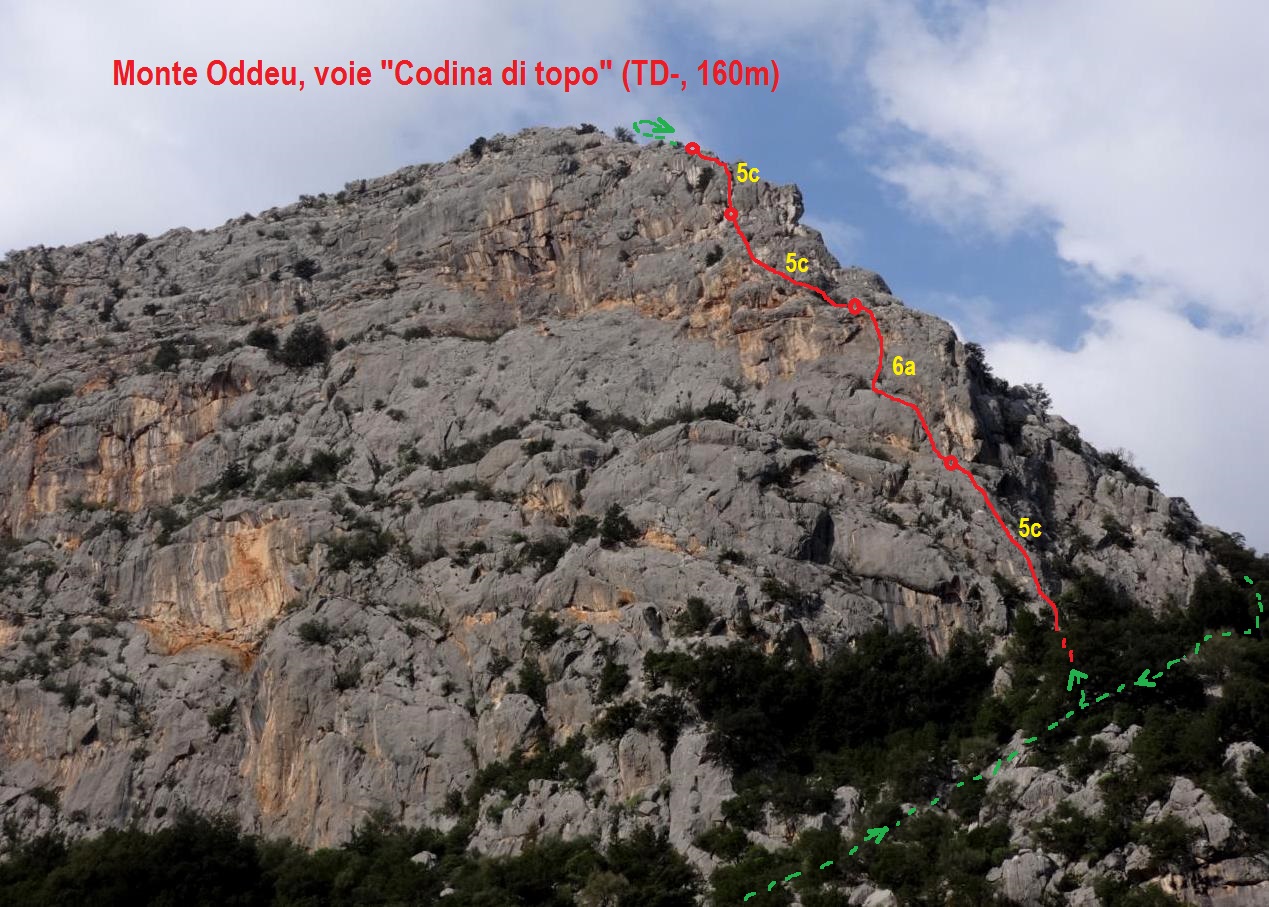 Monte Oddeu, voie `Codina di topo`, Sardaigne