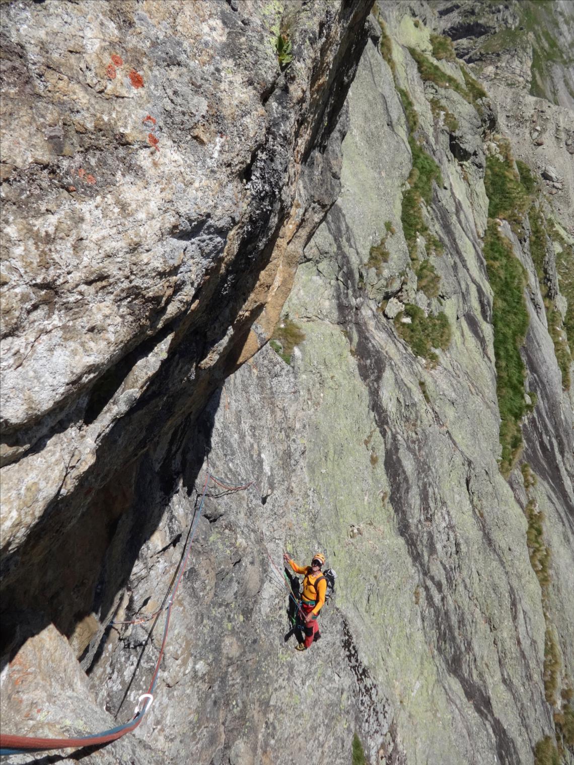 Pré de Bar, voie Edelweiss, longueur L6, Val Ferret