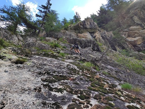 Voie La Raclure, longueur L6, à Ailefroide, Oisans