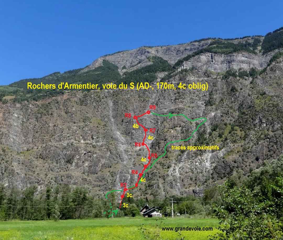 Rochers d`Armentier, voie du S, Oisans