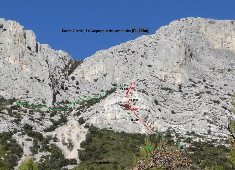 Sainte-Victoire, voie `Le crepuscule des ayatollahs`, Provence