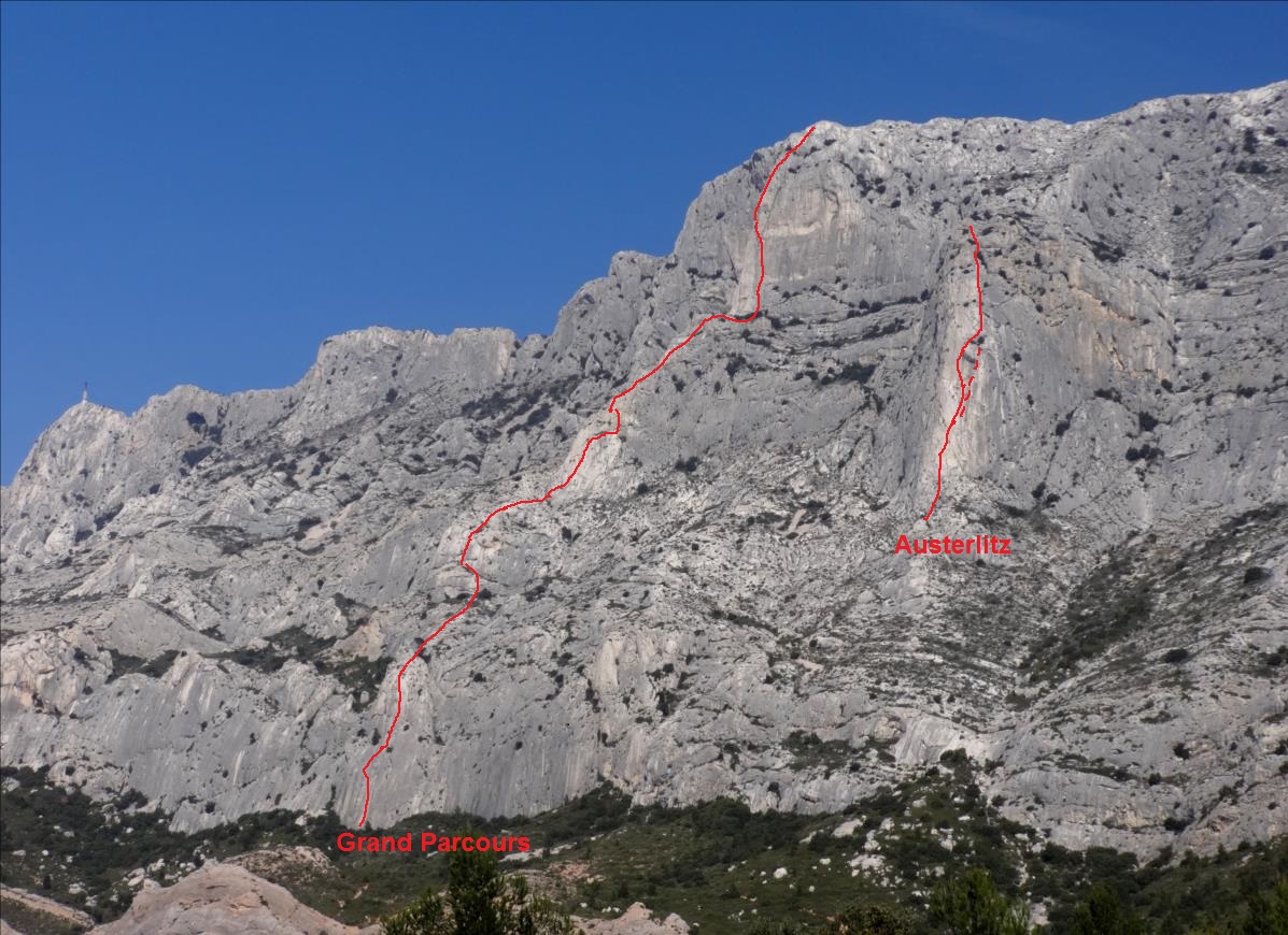 Grand Parcours et Austerlitz, escalade à la Sainte-Victoire, Provence