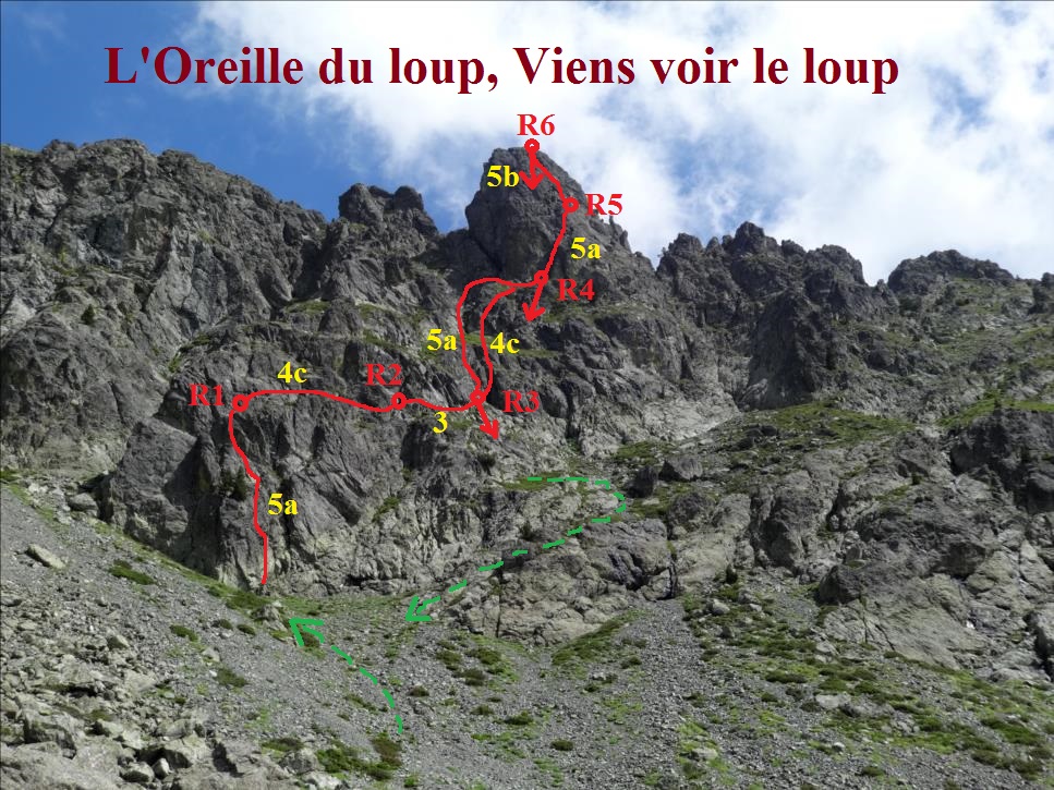 L`oreille du loup, voie `Viens voir le loup`, Taillefer