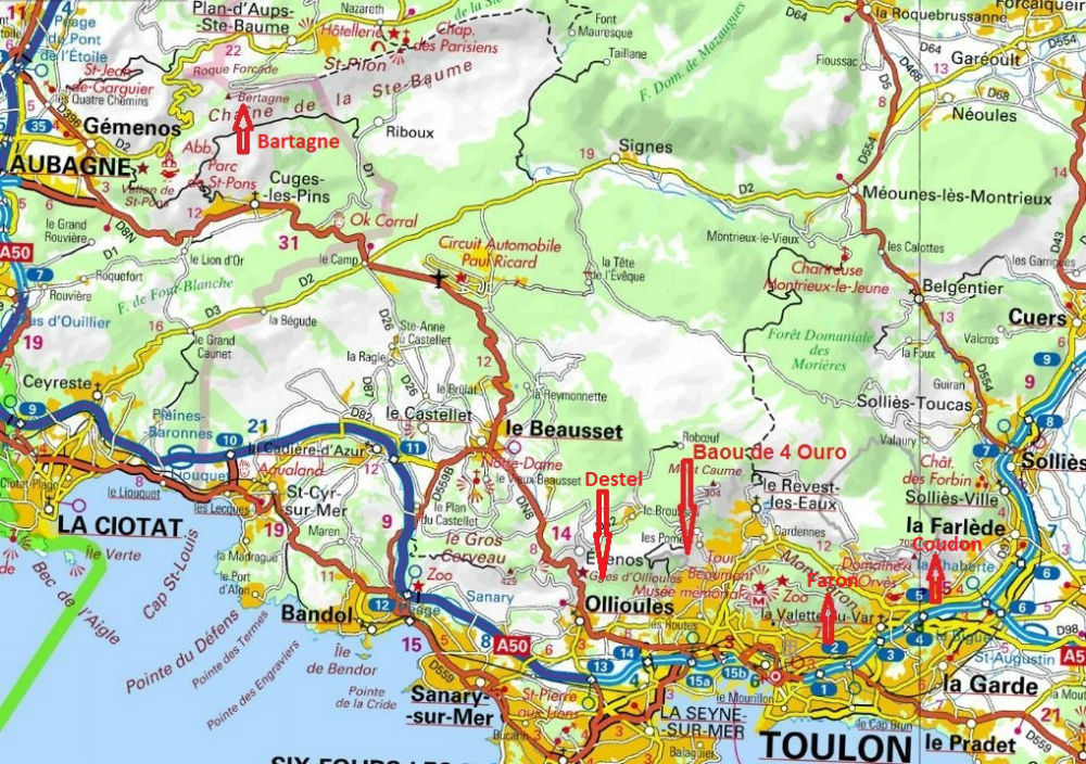 Sites de grandes voies d`escalade à Toulon