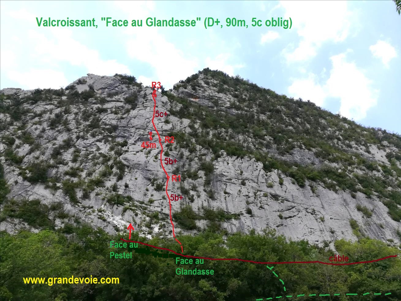 Valcroissant, voie `Face au Glandasse`, Diois