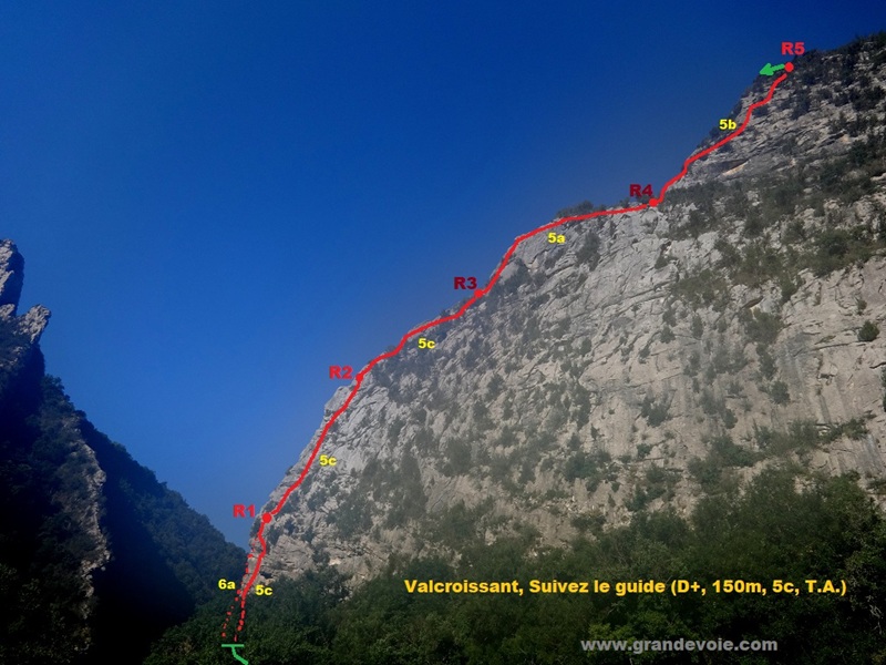 Voie Suivez le guide, à Valcroissant, Diois