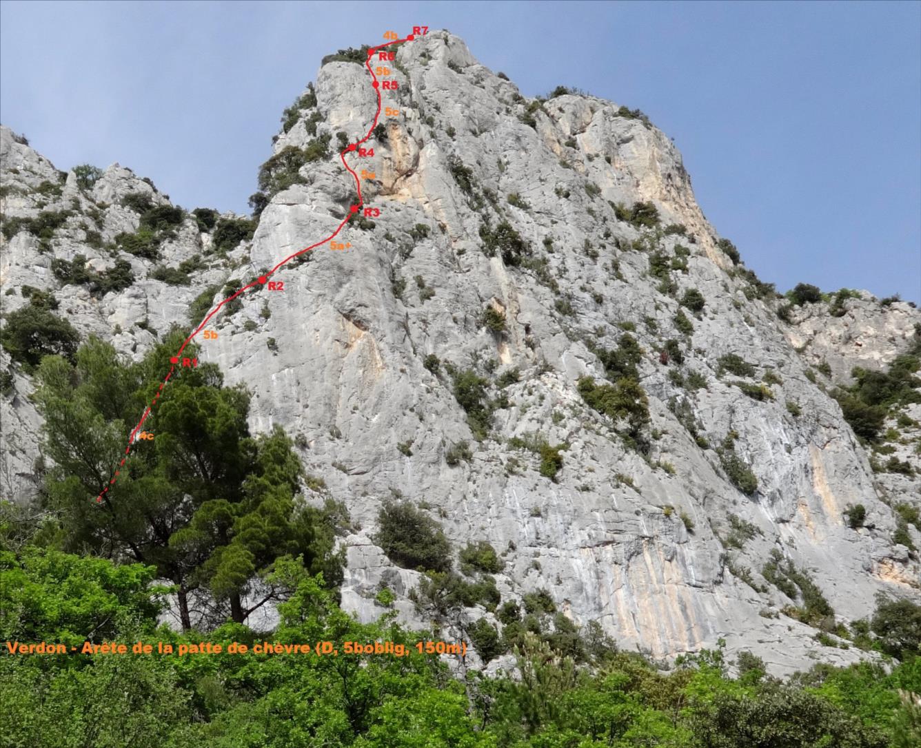 Verdon, Félines, arête de la patte de chèvre